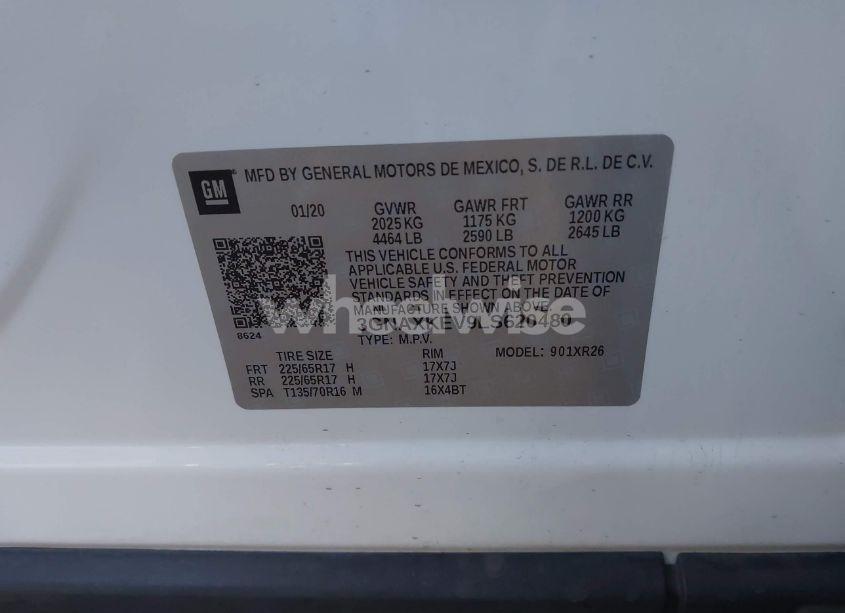 Photo 9 of 2020 Chevrolet Equinox FWD LT 1.5L TURBO (VIN 3GNAXKEV9LS620480)