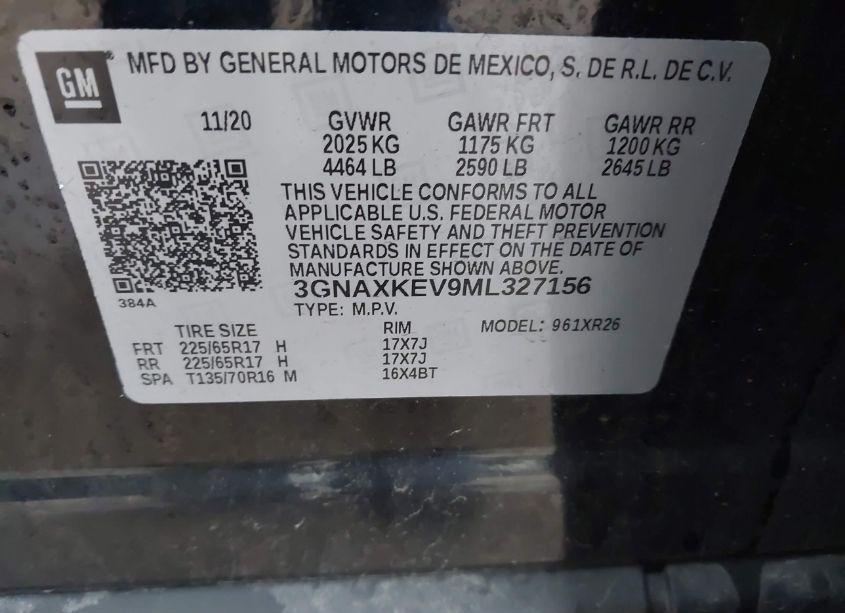 Photo 9 of 2021 Chevrolet Equinox FWD LT (VIN 3GNAXKEV9ML327156)