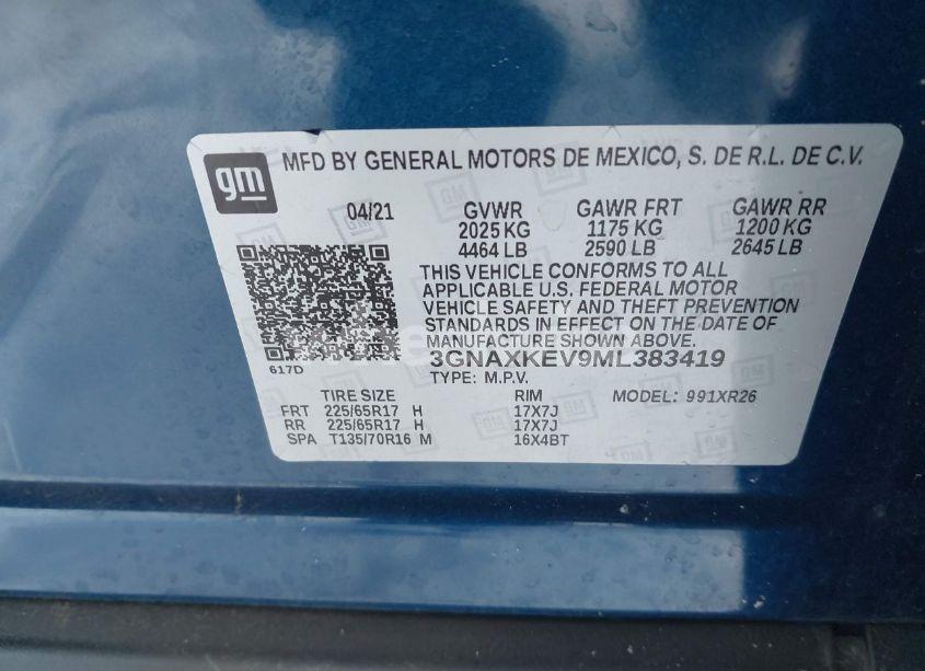 Photo 9 of 2021 Chevrolet Equinox (VIN 3GNAXKEV9ML383419)