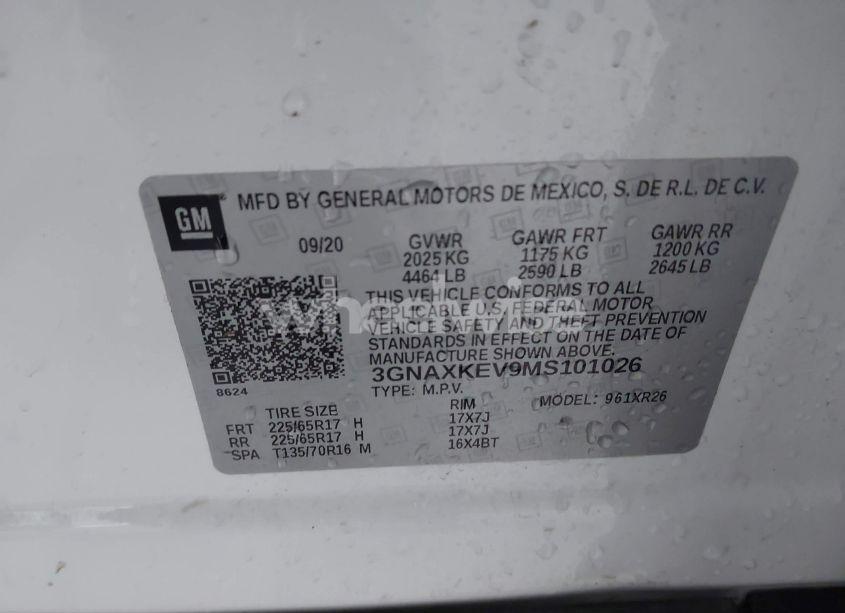 Photo 9 of 2021 Chevrolet Equinox FWD LT (VIN 3GNAXKEV9MS101026)