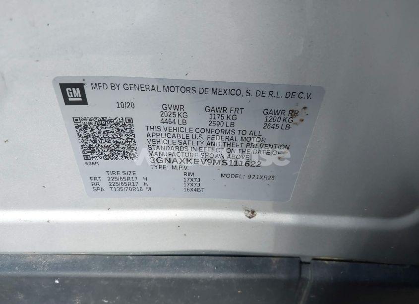 Photo 9 of 2021 Chevrolet Equinox FWD LT (VIN 3GNAXKEV9MS111622)