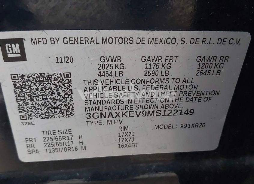 Photo 9 of 2021 Chevrolet Equinox FWD LT (VIN 3GNAXKEV9MS122149)