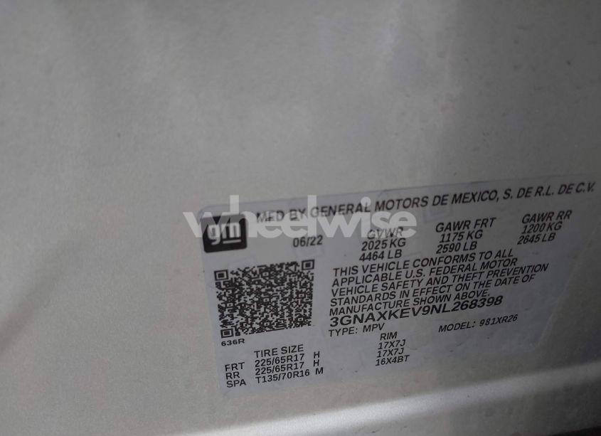 Photo 9 of 2022 Chevrolet Equinox FWD LT (VIN 3GNAXKEV9NL268398)