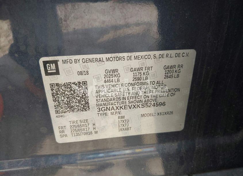 Photo 9 of 2019 Chevrolet Equinox LT (VIN 3GNAXKEVXKS524596)