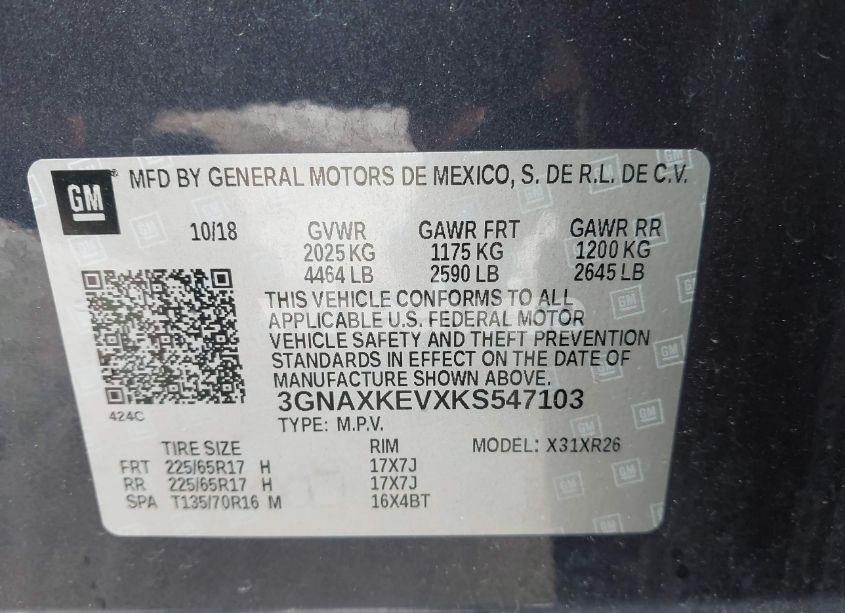 Photo 9 of 2019 Chevrolet Equinox LT (VIN 3GNAXKEVXKS547103)