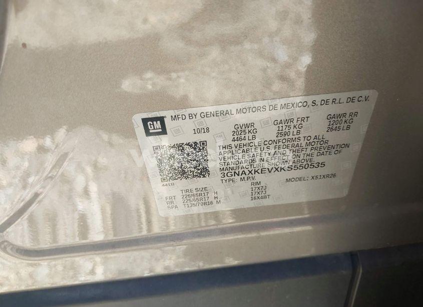 Photo 9 of 2019 Chevrolet Equinox LT (VIN 3GNAXKEVXKS550535)