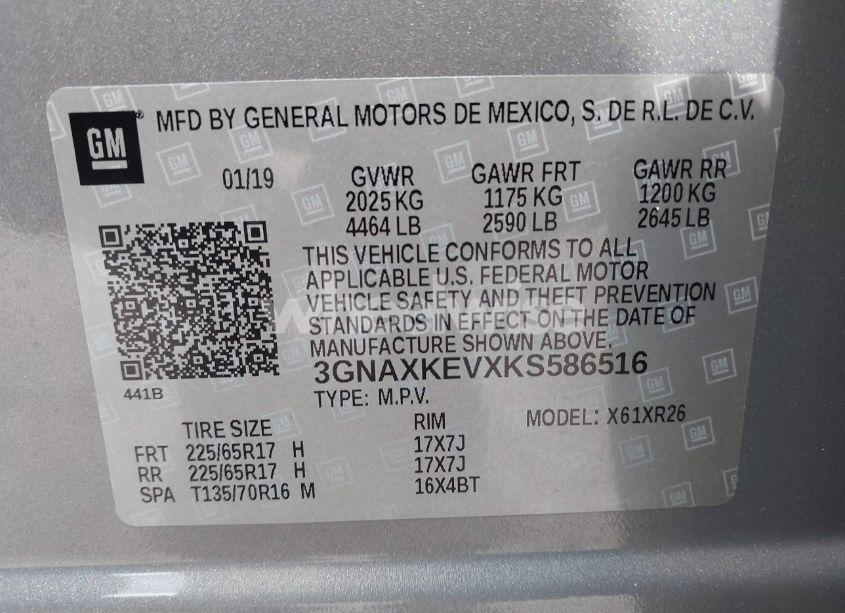 Photo 9 of 2019 Chevrolet Equinox LT (VIN 3GNAXKEVXKS586516)