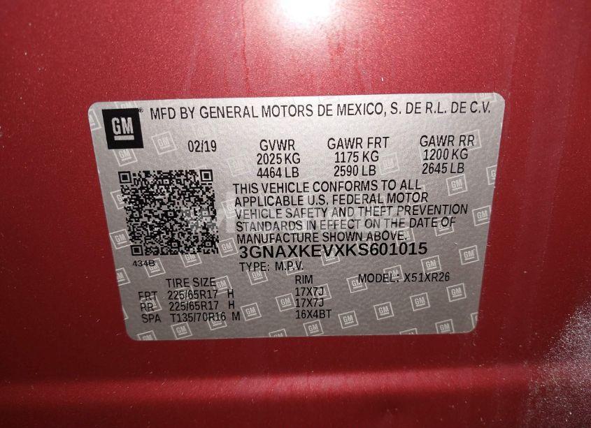 Photo 9 of 2019 Chevrolet Equinox LT (VIN 3GNAXKEVXKS601015)