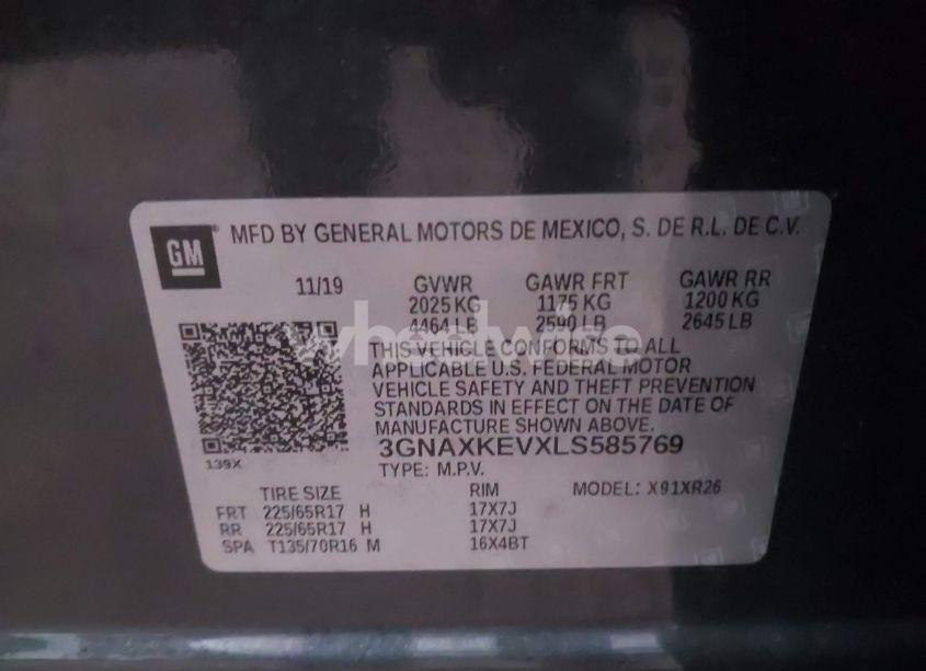 Photo 9 of 2020 Chevrolet Equinox FWD LT 1.5L TURBO (VIN 3GNAXKEVXLS585769)