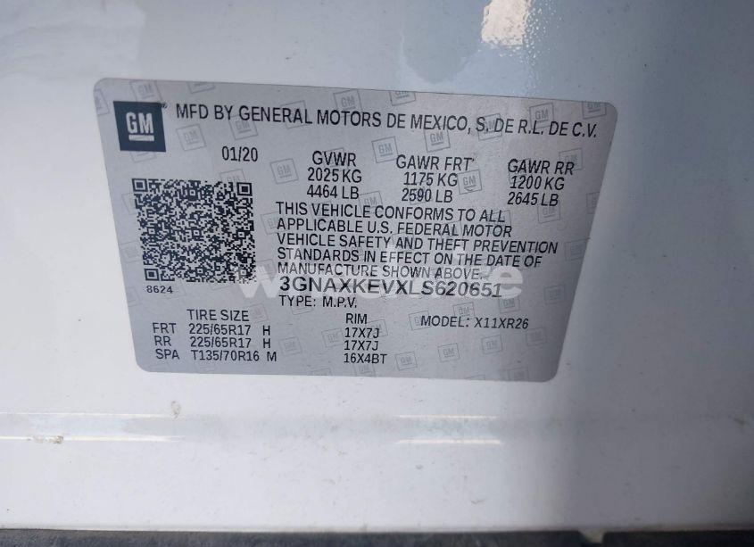 Photo 9 of 2020 Chevrolet Equinox FWD LT 1.5L TURBO (VIN 3GNAXKEVXLS620651)