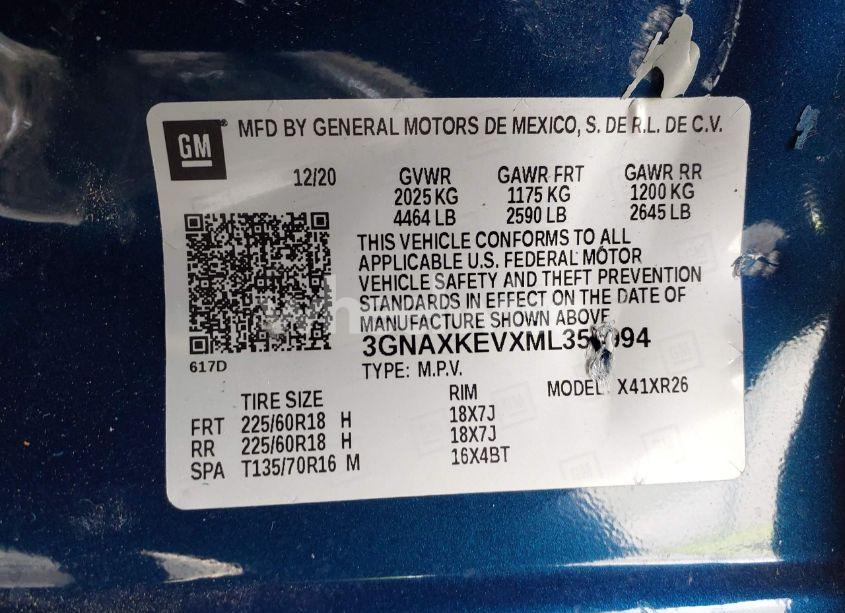 Photo 9 of 2021 Chevrolet Equinox FWD LT (VIN 3GNAXKEVXML350994)