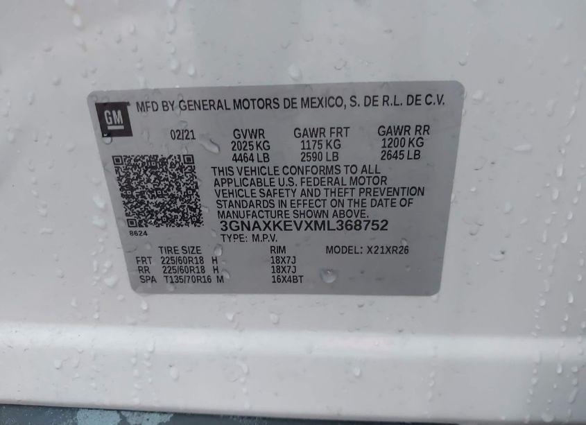 Photo 9 of 2021 Chevrolet Equinox FWD LT (VIN 3GNAXKEVXML368752)