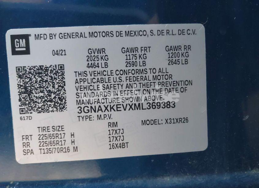 Photo 9 of 2021 Chevrolet Equinox FWD LT (VIN 3GNAXKEVXML369383)