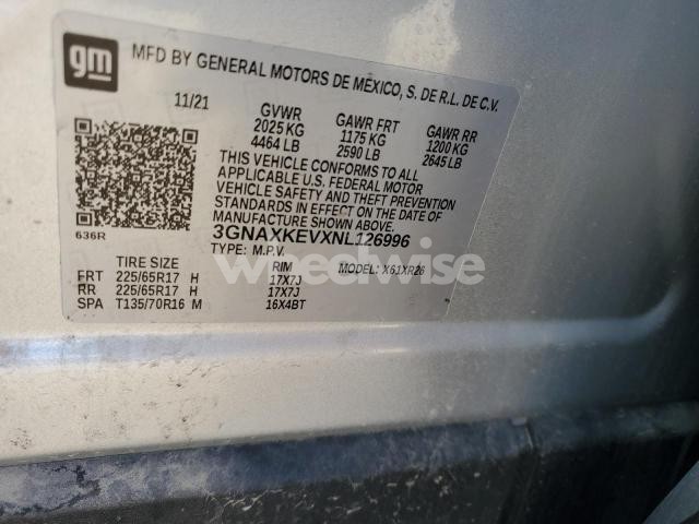 Photo 4 of 2022 CHEVROLET EQUINOX LT (VIN 3GNAXKEVXNL126996)