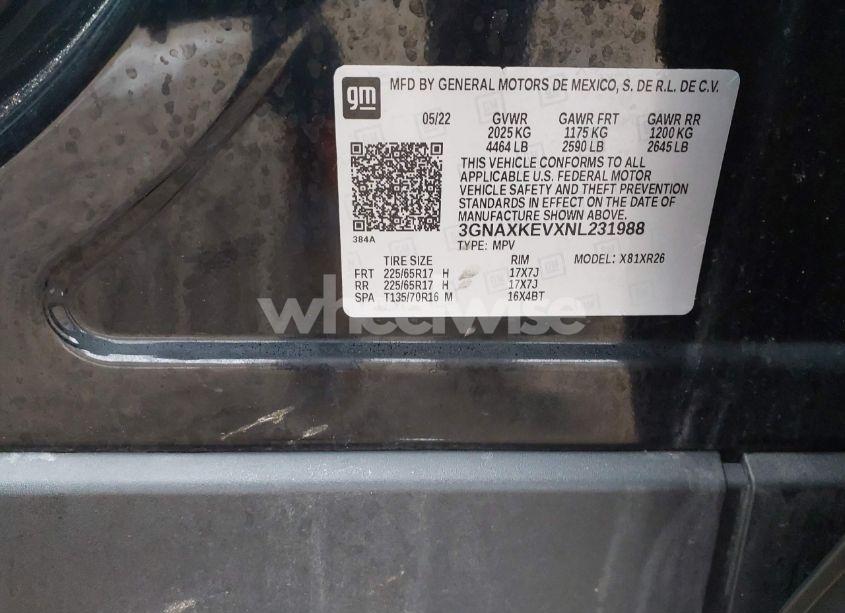 Photo 9 of 2022 Chevrolet Equinox FWD LT (VIN 3GNAXKEVXNL231988)