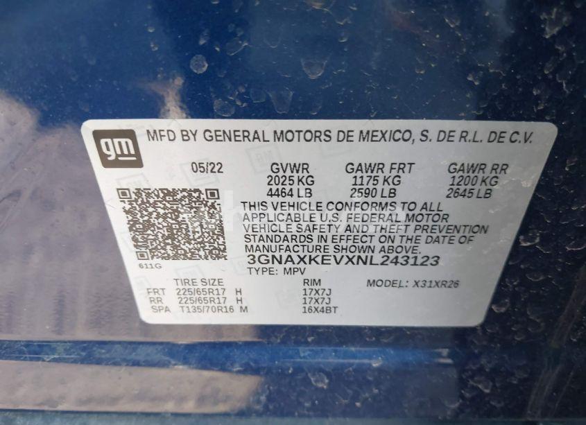 Photo 9 of 2022 Chevrolet Equinox FWD LT (VIN 3GNAXKEVXNL243123)