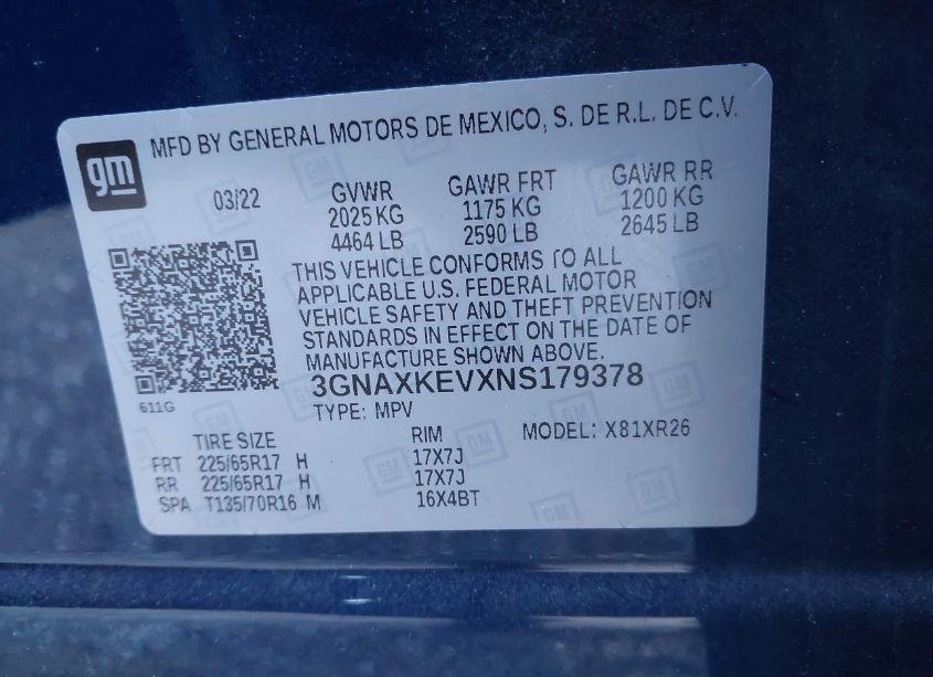 Photo 9 of 2022 Chevrolet Equinox FWD LT (VIN 3GNAXKEVXNS179378)