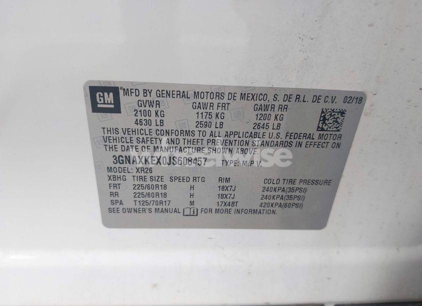 Photo 9 of 2018 Chevrolet Equinox LT (VIN 3GNAXKEX0JS608457)