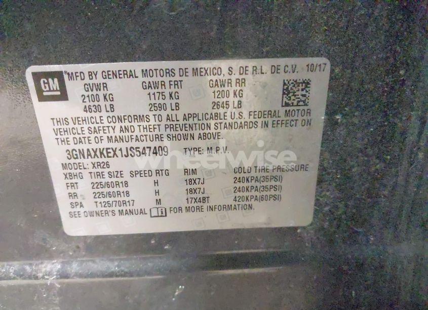 Photo 9 of 2018 Chevrolet Equinox LT (VIN 3GNAXKEX1JS547409)