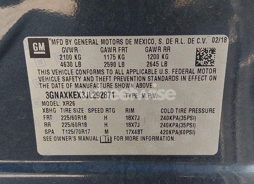 Photo 9 of 2018 Chevrolet Equinox LT (VIN 3GNAXKEX3JL292871)