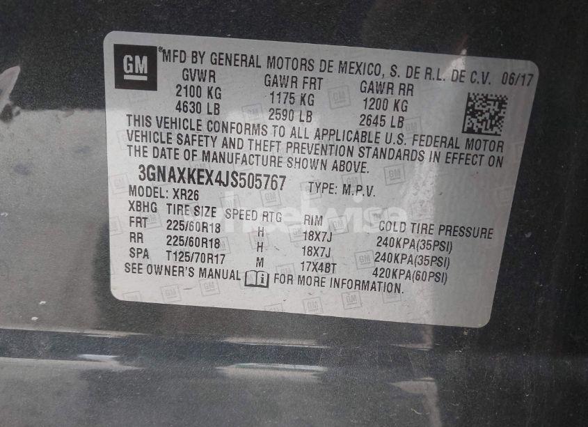 Photo 9 of 2018 Chevrolet Equinox LT (VIN 3GNAXKEX4JS505767)