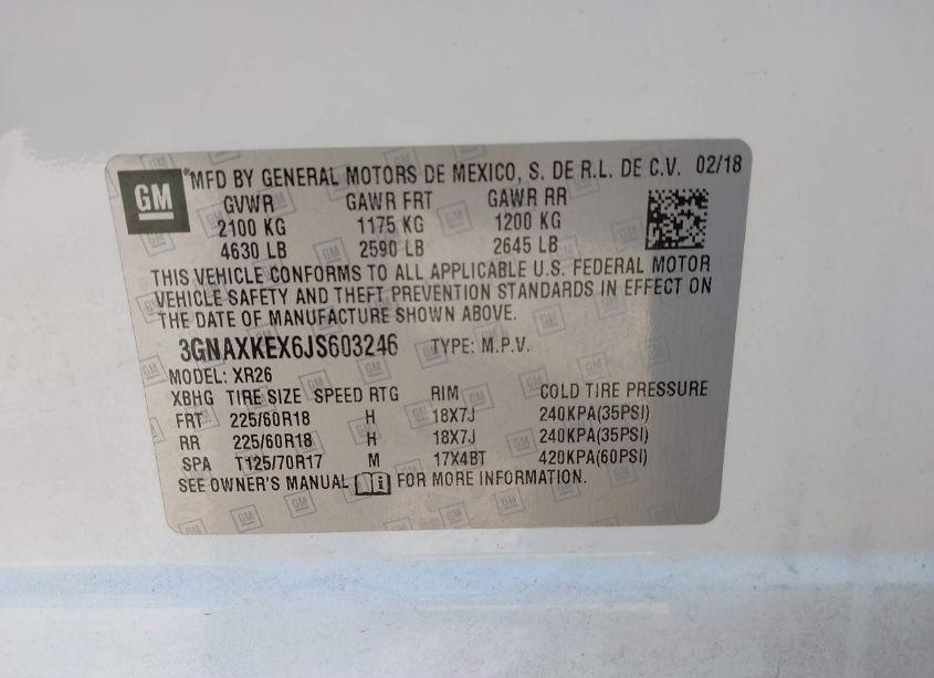 Photo 9 of 2018 Chevrolet Equinox LT (VIN 3GNAXKEX6JS603246)