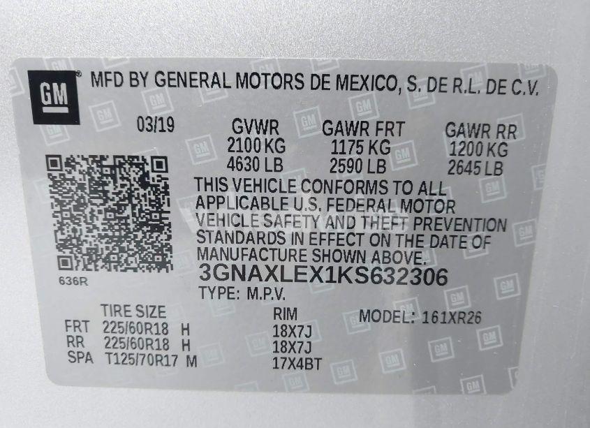 Photo 9 of 2019 Chevrolet Equinox LT (VIN 3GNAXLEX1KS632306)