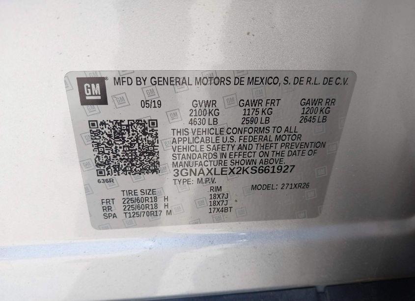 Photo 9 of 2019 Chevrolet Equinox LT (VIN 3GNAXLEX2KS661927)