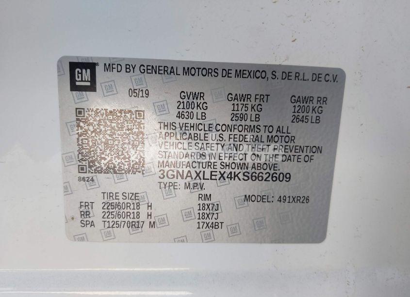 Photo 9 of 2019 Chevrolet Equinox LT (VIN 3GNAXLEX4KS662609)