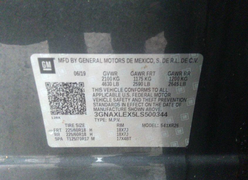 Photo 9 of 2020 Chevrolet Equinox FWD LT 2.0L TURBO (VIN 3GNAXLEX5LS500344)