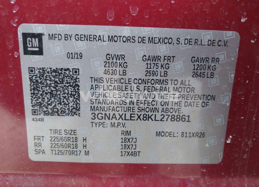 Photo 9 of 2019 Chevrolet Equinox LT (VIN 3GNAXLEX8KL278861)