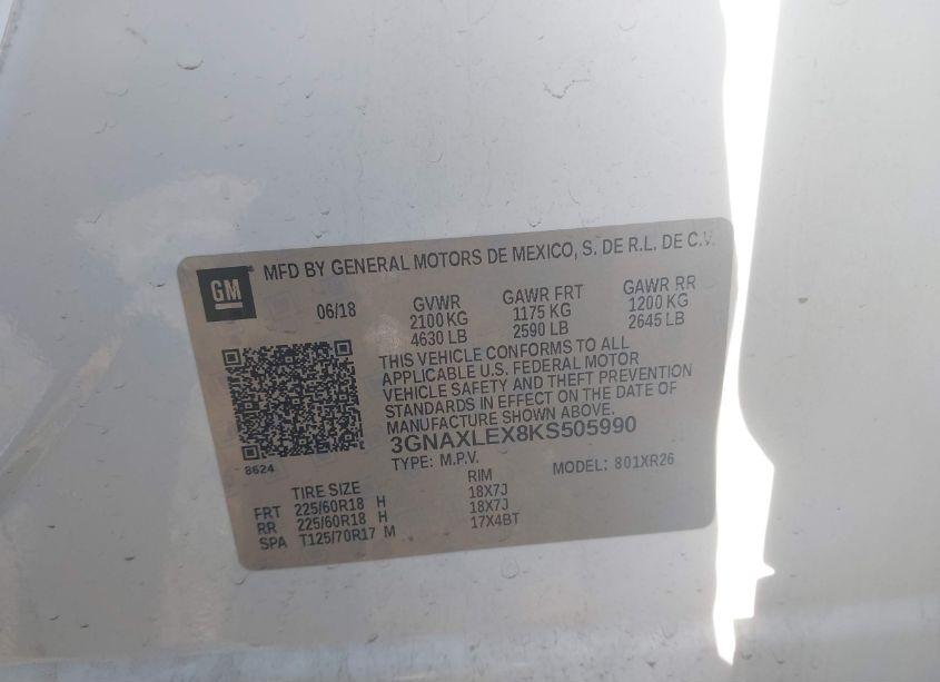 Photo 9 of 2019 Chevrolet Equinox LT (VIN 3GNAXLEX8KS505990)