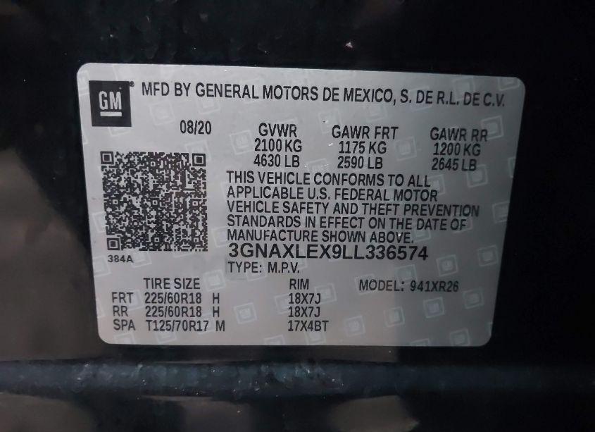 Photo 9 of 2020 Chevrolet Equinox FWD LT 2.0L TURBO (VIN 3GNAXLEX9LL336574)