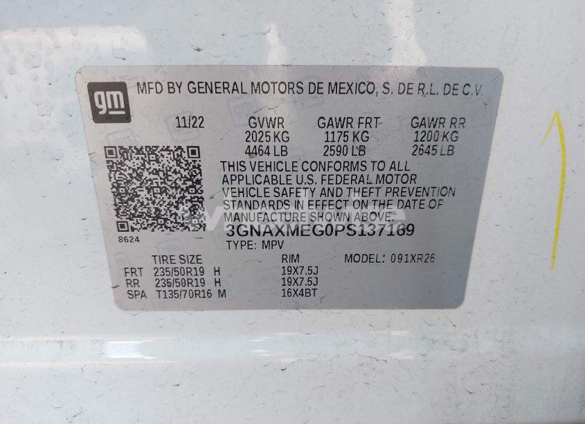 Photo 9 of 2023 Chevrolet Equinox FWD RS (VIN 3GNAXMEG0PS137169)