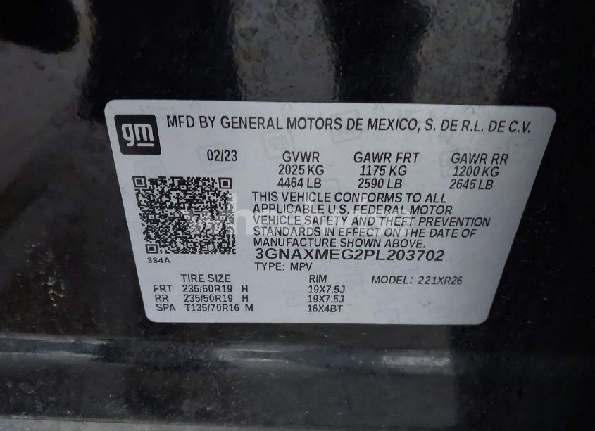 Photo 9 of 2023 Chevrolet Equinox FWD RS (VIN 3GNAXMEG2PL203702)