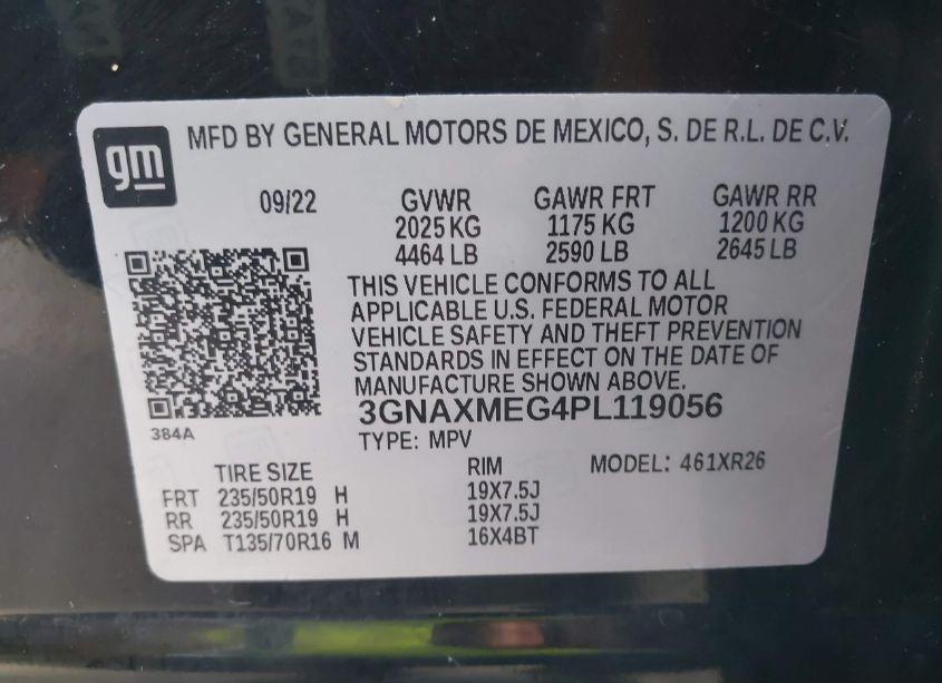 Photo 9 of 2023 Chevrolet Equinox FWD RS (VIN 3GNAXMEG4PL119056)