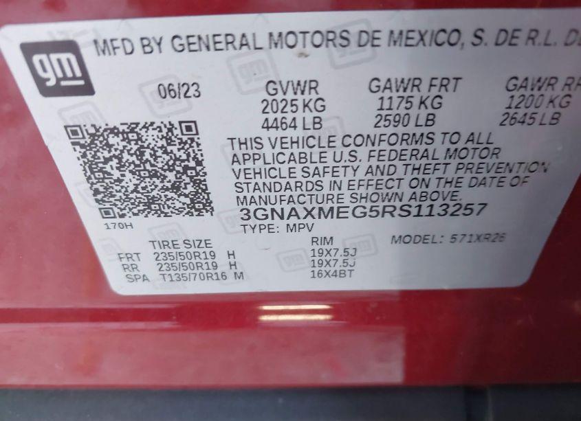 Photo 8 of 2024 Chevrolet Equinox FWD RS (VIN 3GNAXMEG5RS113257)