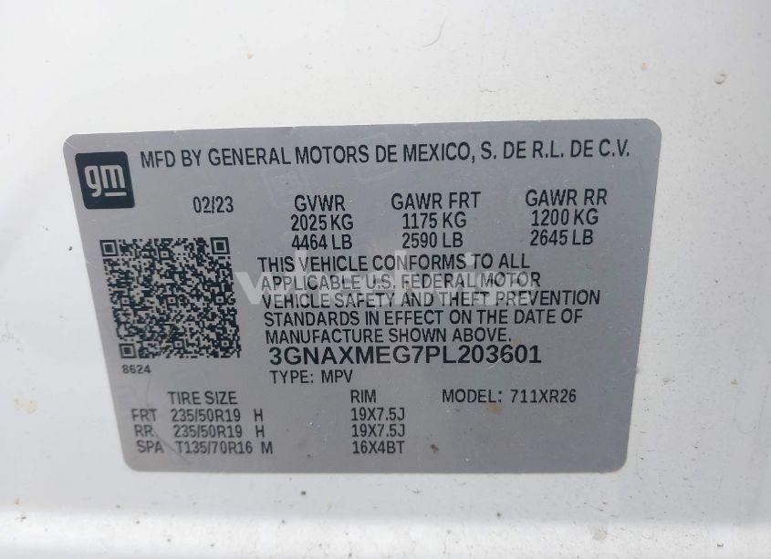 Photo 9 of 2023 Chevrolet Equinox FWD RS (VIN 3GNAXMEG7PL203601)