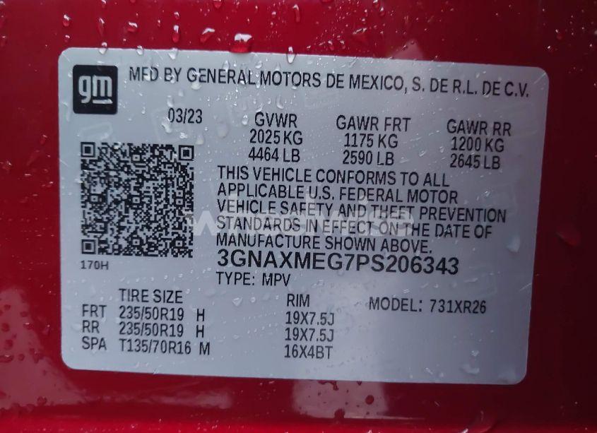 Photo 9 of 2023 Chevrolet Equinox FWD RS (VIN 3GNAXMEG7PS206343)