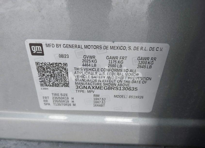 Photo 9 of 2024 Chevrolet Equinox FWD RS (VIN 3GNAXMEG8RS130635)