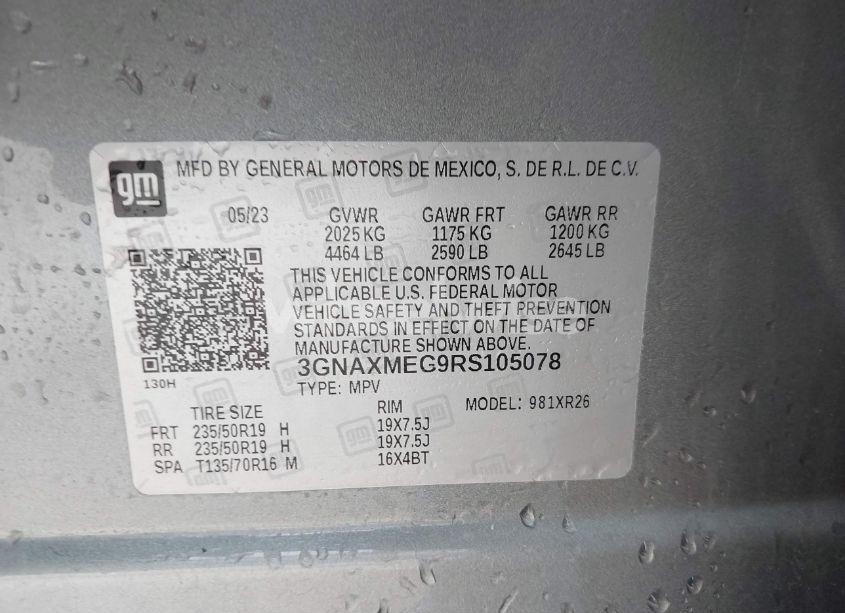 Photo 9 of 2024 Chevrolet Equinox FWD RS (VIN 3GNAXMEG9RS105078)