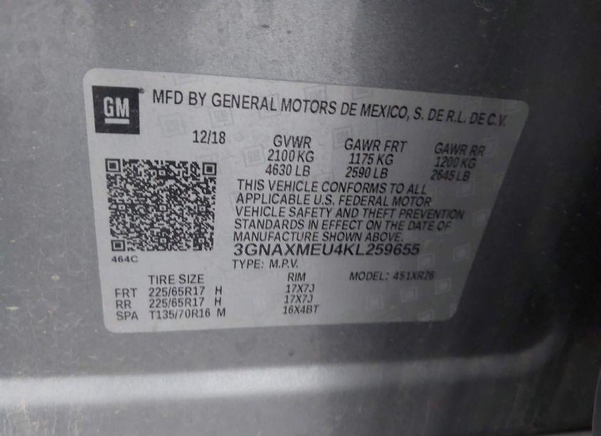 Photo 9 of 2019 Chevrolet Equinox LT (VIN 3GNAXMEU4KL259655)