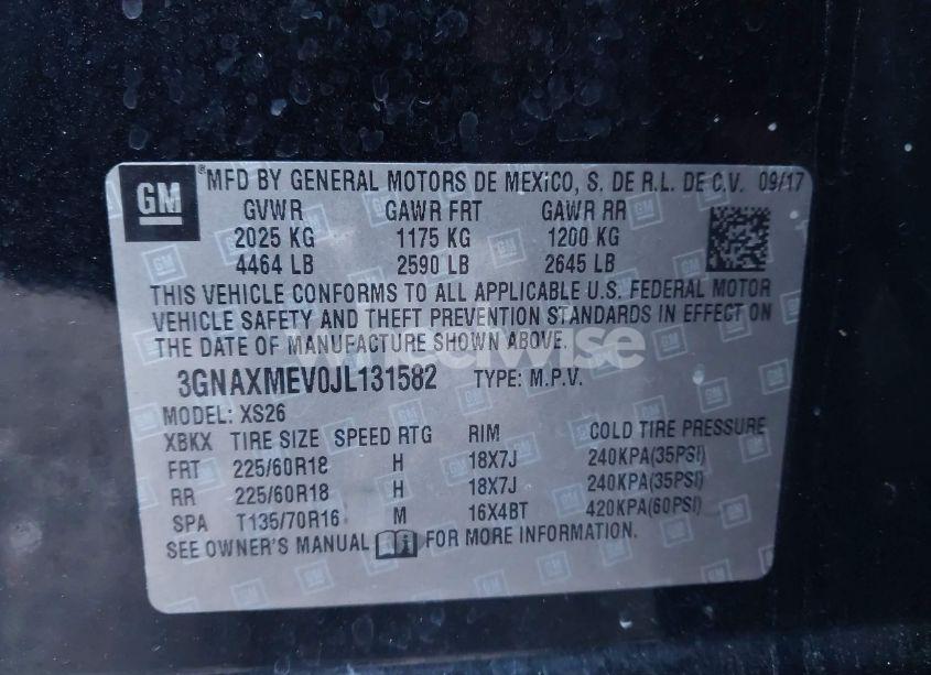 Photo 9 of 2018 Chevrolet Equinox PREMIER (VIN 3GNAXMEV0JL131582)