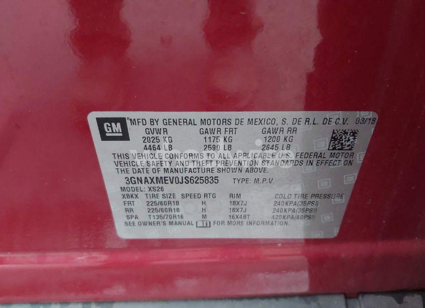 Photo 9 of 2018 Chevrolet Equinox PREMIER (VIN 3GNAXMEV0JS625835)