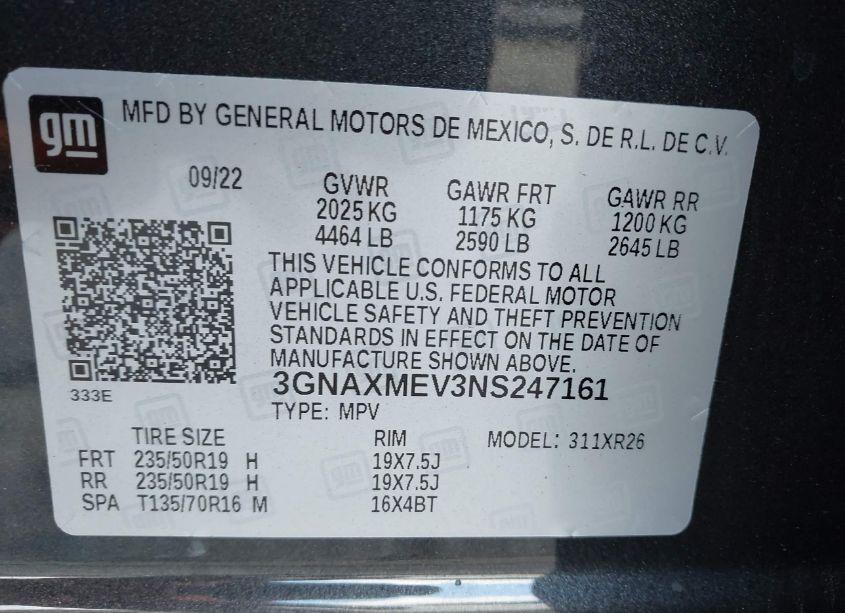 Photo 9 of 2022 Chevrolet Equinox FWD RS (VIN 3GNAXMEV3NS247161)