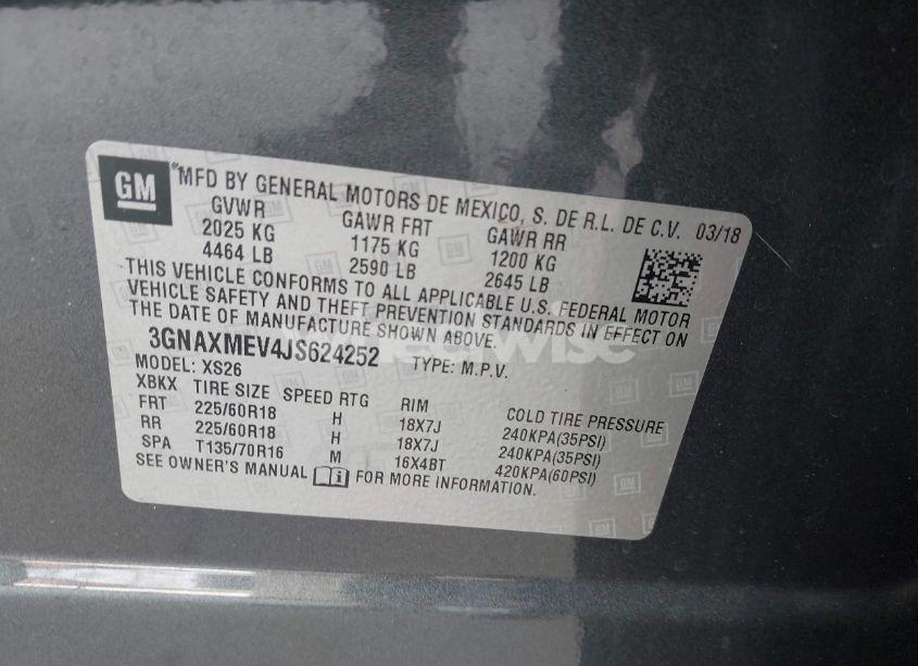 Photo 9 of 2018 Chevrolet Equinox PREMIER (VIN 3GNAXMEV4JS624252)