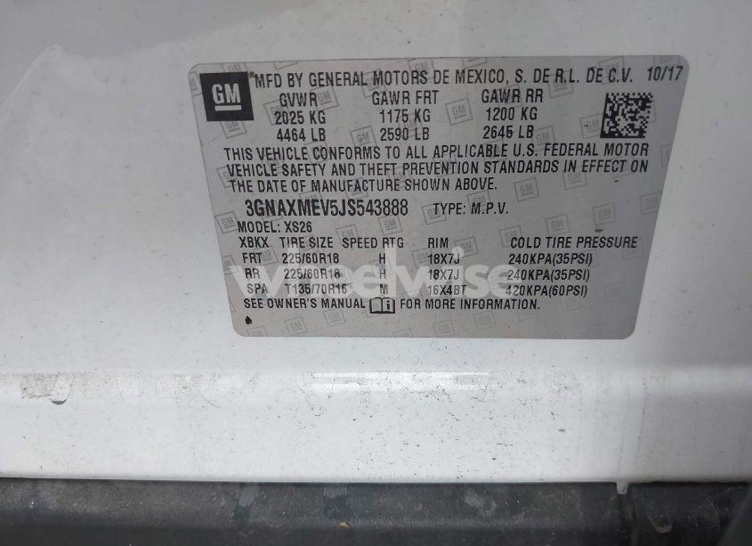 Photo 9 of 2018 Chevrolet Equinox PREMIER (VIN 3GNAXMEV5JS543888)