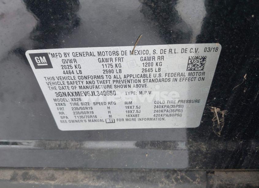 Photo 9 of 2018 Chevrolet Equinox PREMIER (VIN 3GNAXMEV6JL340650)