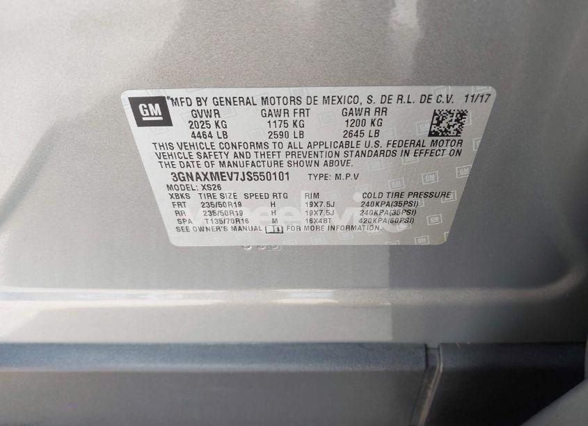 Photo 9 of 2018 Chevrolet Equinox PREMIER (VIN 3GNAXMEV7JS550101)