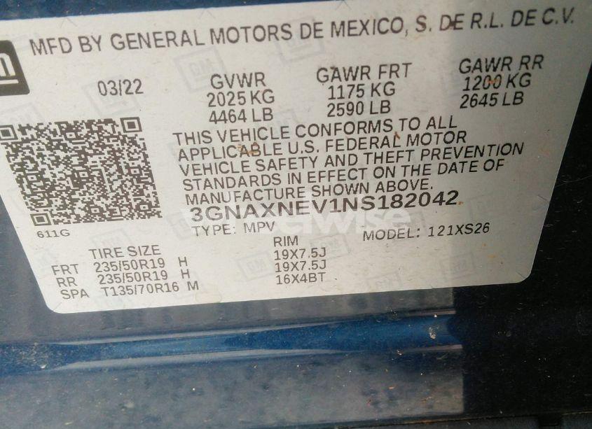 Photo 9 of 2022 Chevrolet Equinox FWD PREMIER (VIN 3GNAXNEV1NS182042)